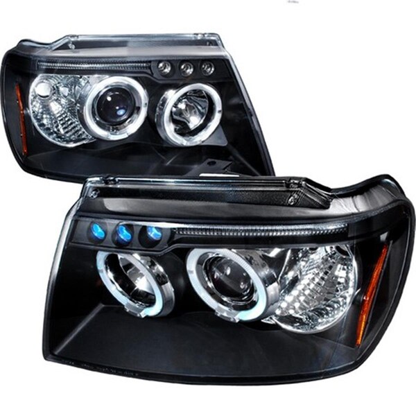 Overtime Halo LED Projector Headlights for 99 to 04 Jeep Grand Cherokee; Black - 10 x 19 x 22 in. OV126223 - main